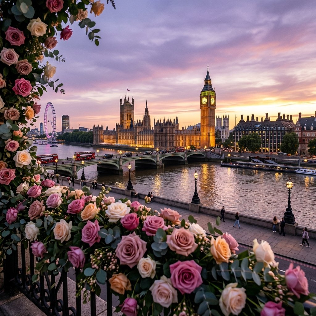 London cityscape with Big Ben at dusk